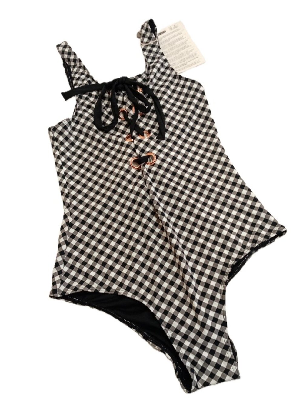 Tart Collections Black and White One Piece Swimsuit Women Medium NWT